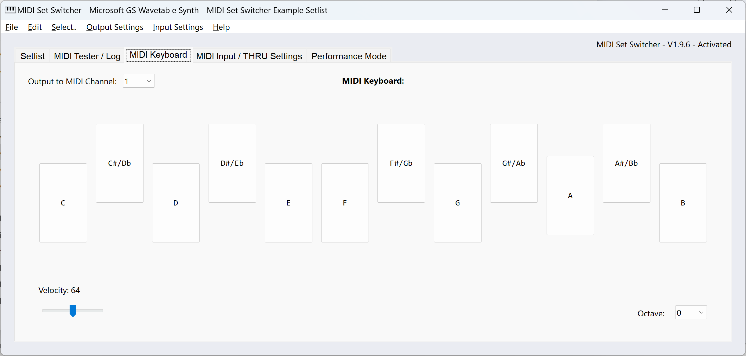 MidiSetSwitcher MIDI Keybaord